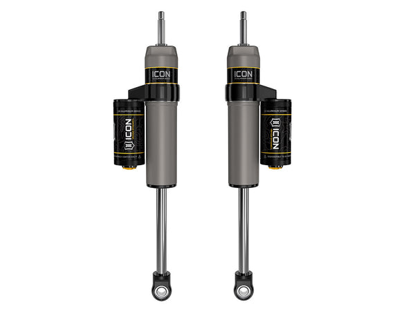 ICON 2005-2025 Ford Super Duty 4WD 0-2.5” Lift Front. V.S. 2.5 Aluminum Series Shock Absorbers Piggyback Reservoir Pair