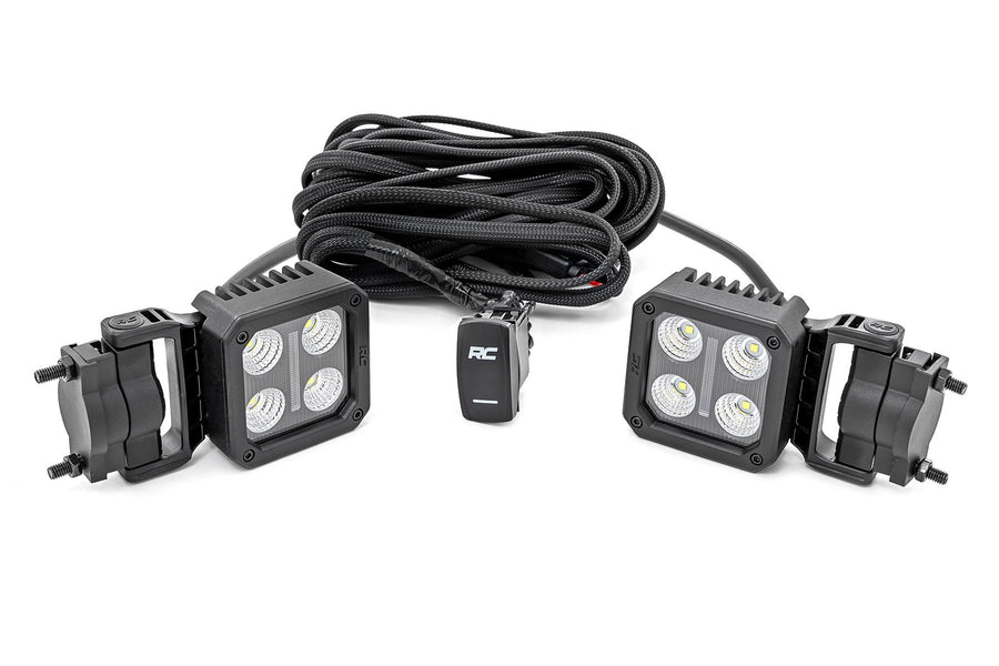 Rough Country - Black Series LED Light Pair - 2 Inch - Flood - Swivel Mount