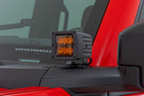 Rough Country - 2 Inch LED Light Pods - Spot Beam - Amber Lens - Square