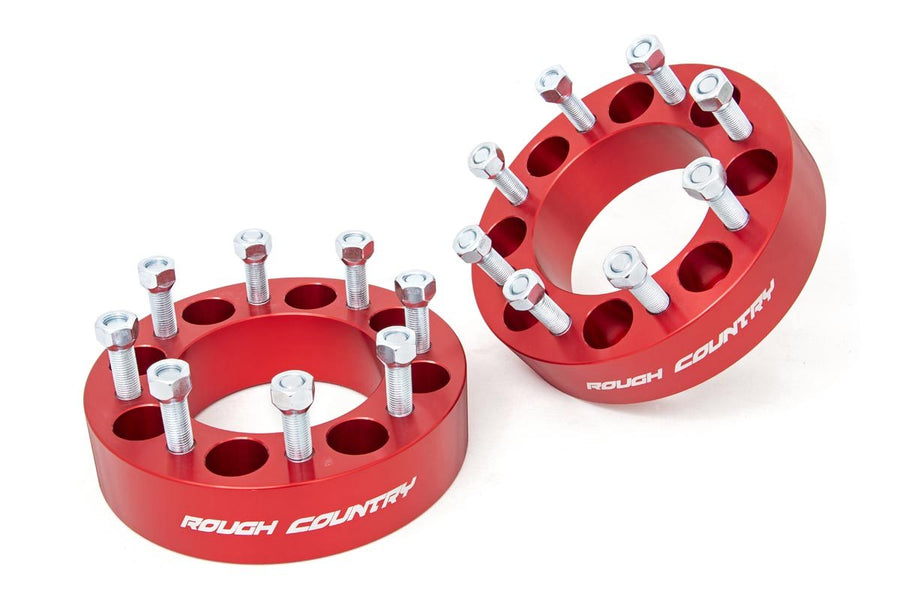 Rough Country - 2 Inch Wheel Spacers - 8x6.5 - Red - Multiple Makes & Models (Chevy/GMC/Ram)