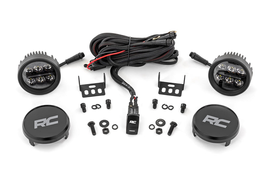 Rough Country - Black Series Round LED Light Pair - 3.5 Inch - Amber DRL