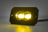 Rough Country - 3x1.75 Inch Black Series - Yellow - LED Slim Aux - SAE Fog - Flush Mount - Pair - 70909