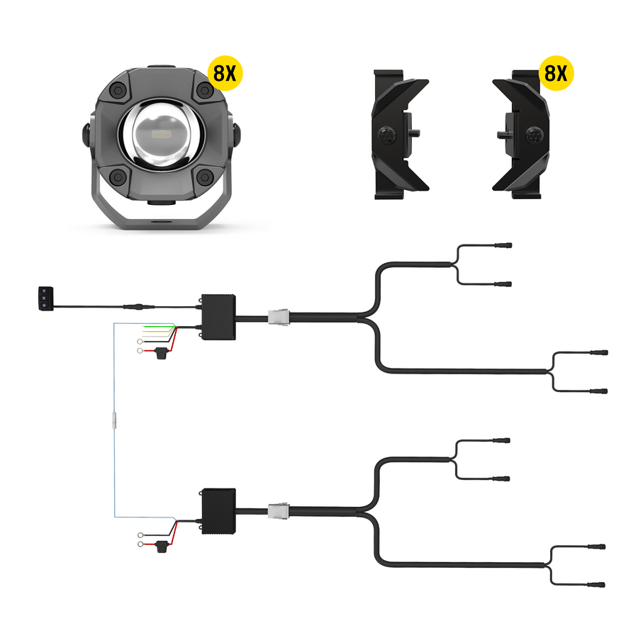 Tiny Monster 41FE8 Tiny Monster Grille Kit For Ford F-150 STX 2024-25 (8 Pods Harness Brackets)