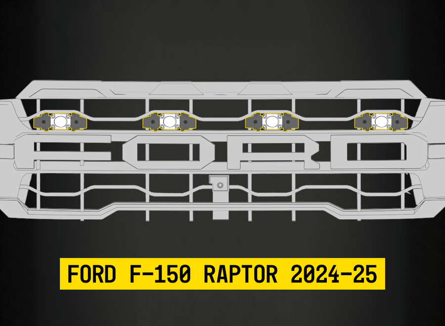 Tiny Monster 42FA4T Tiny Monster Grille Top Kit For Ford F-150 Raptor 2024-25 (8 Pods Harness Brackets)