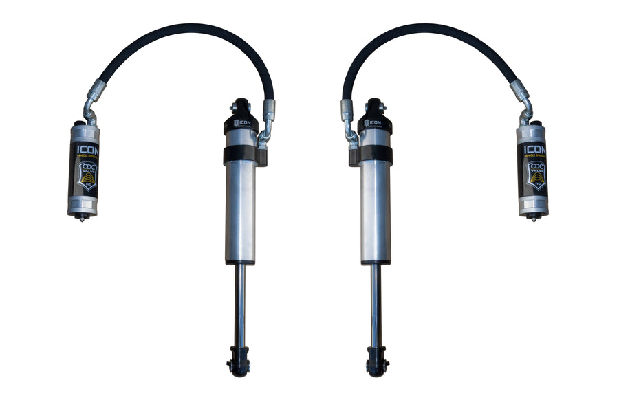 ICON 2003-2024 Toyota 4Runner/2005-2023 Toyota Tacoma/2007-2014 Toyota FJ Cruiser Front 2.5 VS Stock Width Remote Reservoir W/ CDCV Secondary Shocks Pair