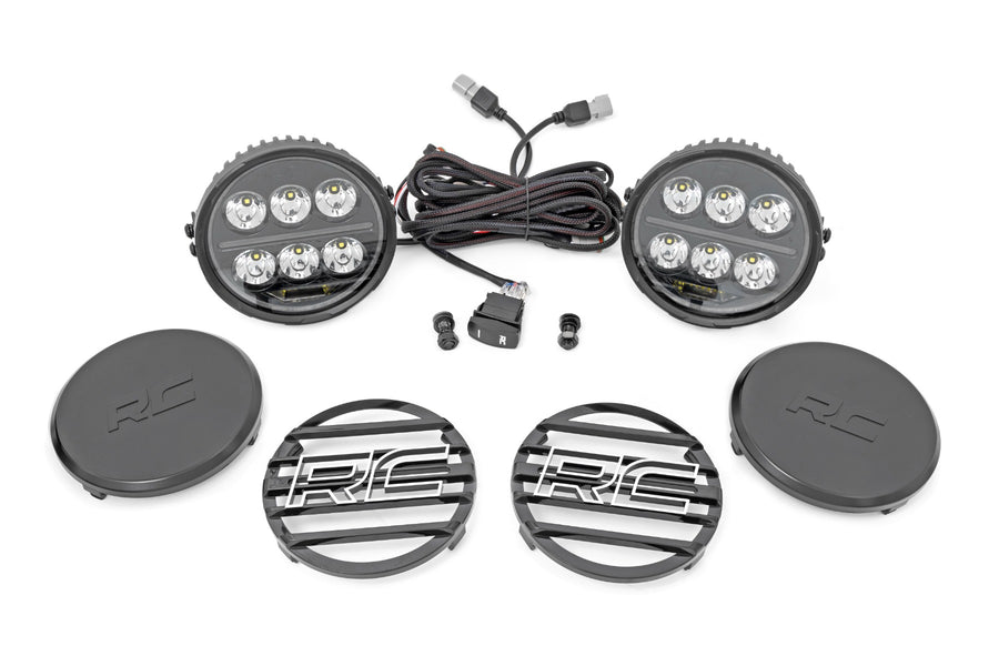 Rough Country - Black Series Halo LED Light Pair - White/Amber DRL - 6.5 Inch - Round