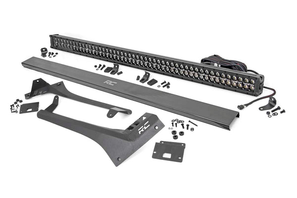 Rough Country - LED Light Kit - Windshield - 50 In. BLK Dual Row - Amber DRL - Jeep Gladiator JT/Wrangler JL (18-25)
