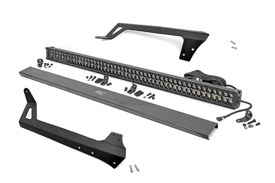 Rough Country - LED Light - Windshield Mnt - 50 In. Black Dual Row - Amber DRL - Jeep Wrangler JK (07-18)