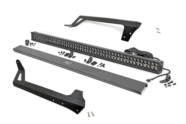 Rough Country - LED Light - Windshield Mnt - 50 In. Black Dual Row - White DRL - Jeep Wrangler JK (07-18)