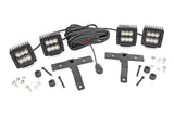 Rough Country - Quad LED Light Kit - Cowl Mount - 2 In. Black Pairs - Spot - Jeep Gladiator JT/Wrangler JL (18-25)