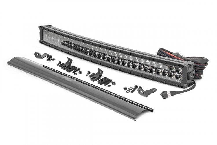 Rough Country - LED Light Kit - Bumper Mount - 30 In. Black Dual Row - White DRL - Toyota 4Runner (14-20)