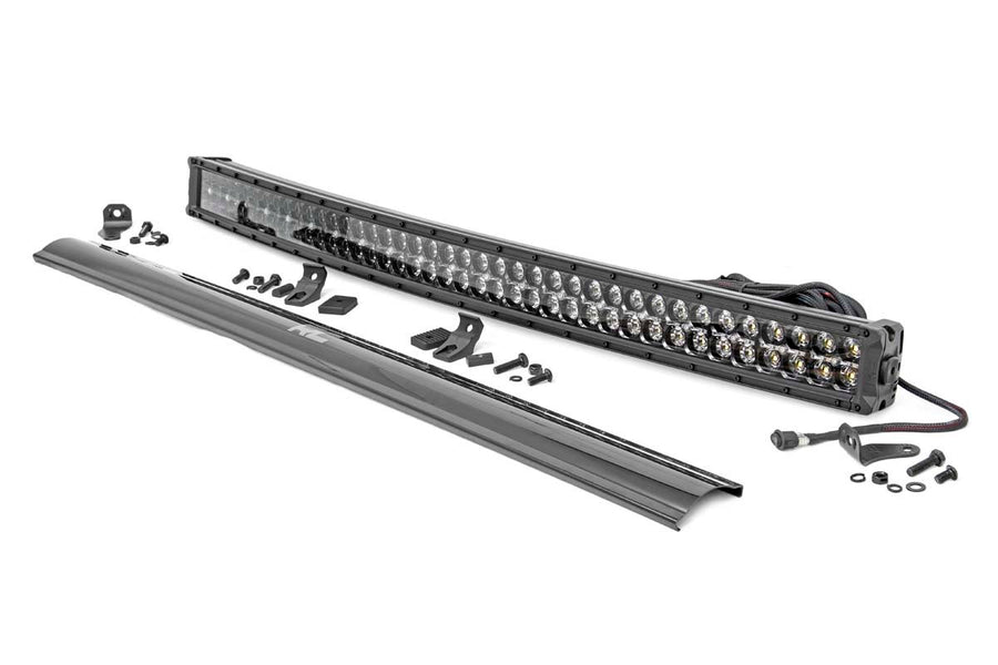 Rough Country - 40 Inch Black Series LED Light Bar - Curved - Dual Row - Cool White DRL