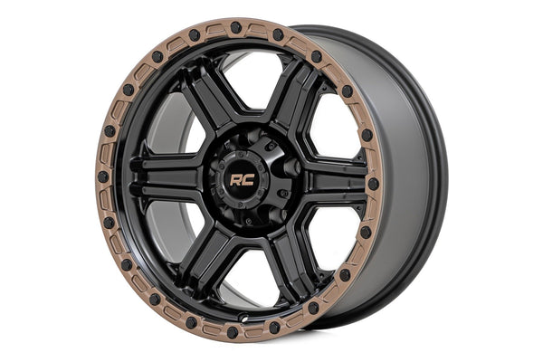 Rough Country - Rough Country 79 Series Wheel/One-Piece/Semi Gloss Black W/Bronze Ring/17x8.5/6x5.5/0mm
