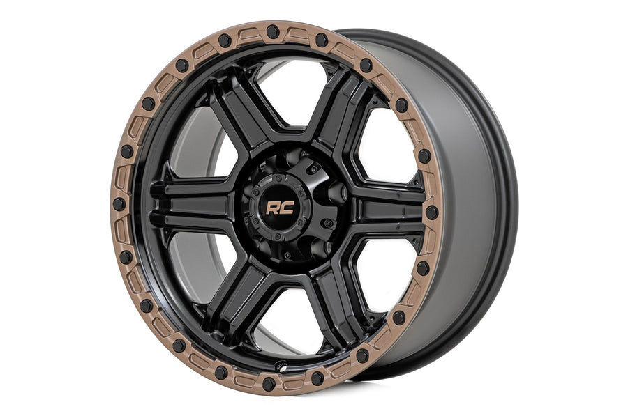 Rough Country - Rough Country 79 Series Wheel/One-Piece/Semi Gloss Black W/Bronze Ring/18x9/5x5/0mm