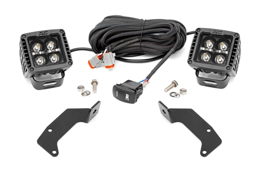 Rough Country - LED Light Kit - Cage Mount - 2 In. Black Pair - White DRL - CFMOTO UFORCE 1000