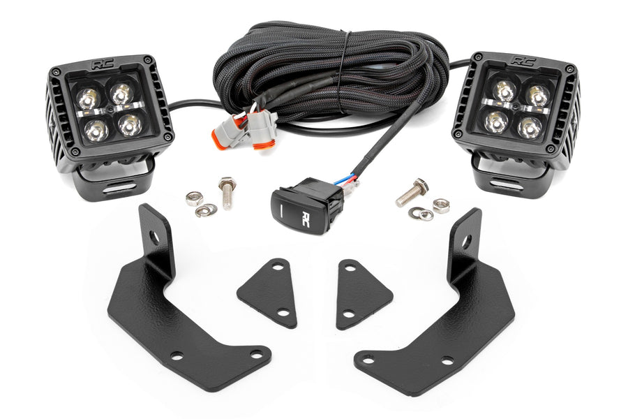 Rough Country - LED Light Kit - Cage Mount - 2 In. Black Pair - Amber DRL - CFMOTO UFORCE 1000
