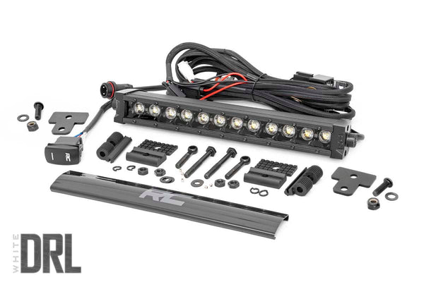 Rough Country - LED Light - Bumper Mount - 12 In. Black Single Row - White DRL - Can-Am Defender HD 8/HD 9/HD 10