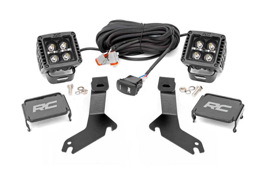 Rough Country - LED Light Kit - Ditch Mount - 2 In. Black Pair - Amber DRL - Chevy Silverado 1500 (99-06)