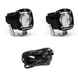 S1 Black LED Light Pod Pair (Wide Cornering; Clear)