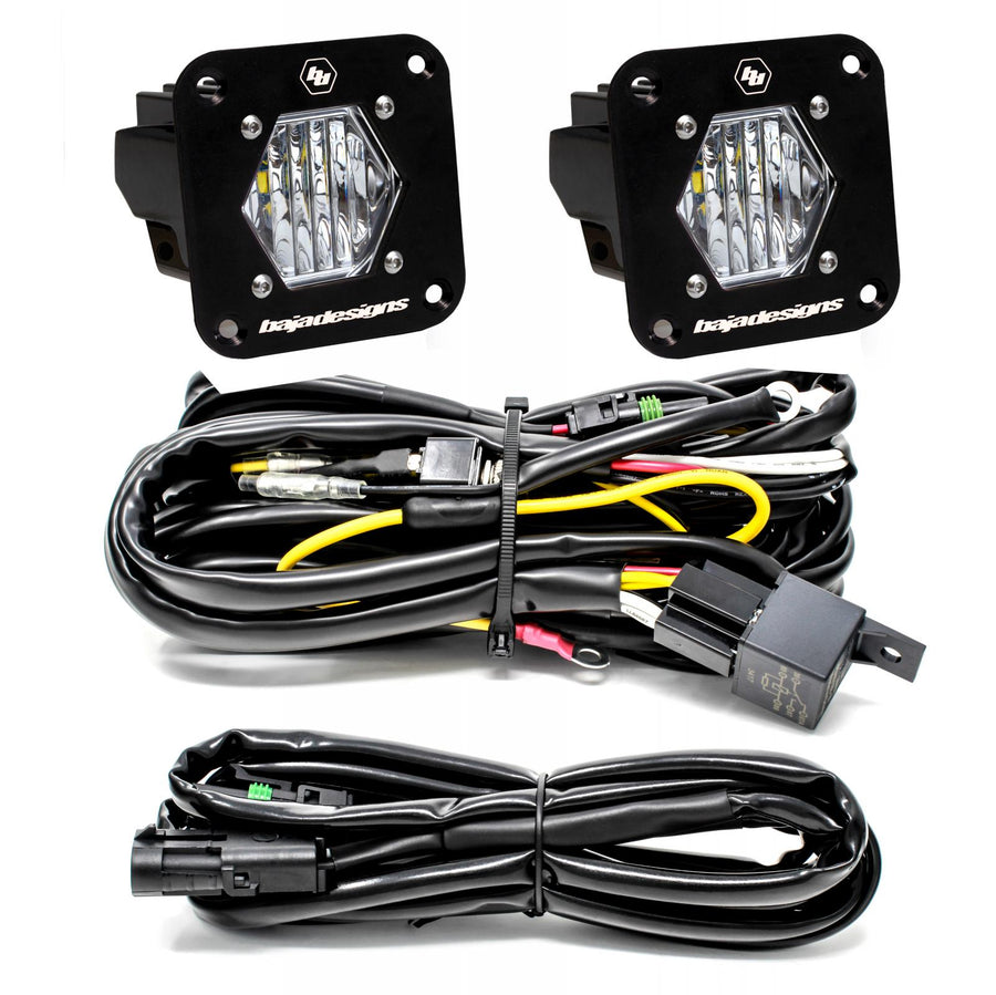 S1 Black Flush Mount LED Light Pod Reverse Kit (Wide Cornering; Clear)