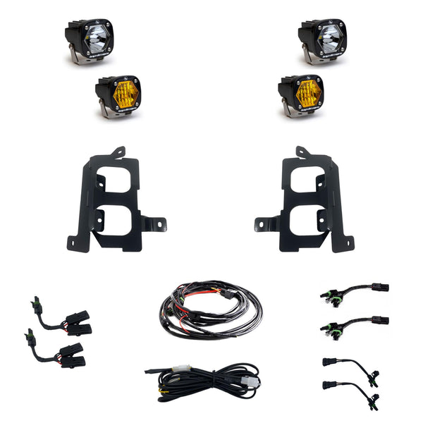 S1 Dual Fog Pocket Kit - '19-22 Sierra 1500 (Wide Cornering/Spot; Baja Amber/Clear)