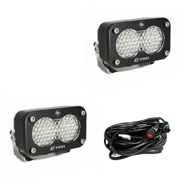 S2 Pro Black LED Light Pod Pair (Work/Scene; Clear)