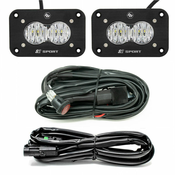 S2 Sport Black Flush Mount LED Light Pod Reverse Kit (Wide Cornering; Clear)