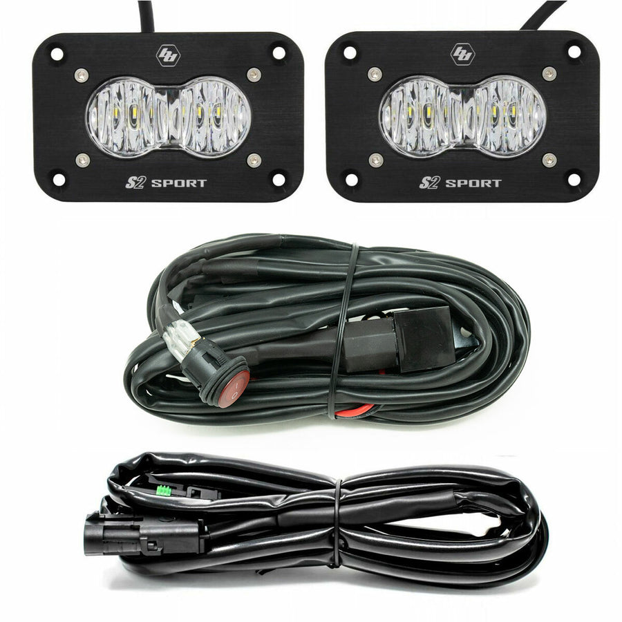 S2 Sport Black Flush Mount LED Light Pod Reverse Kit (Wide Cornering; Clear)