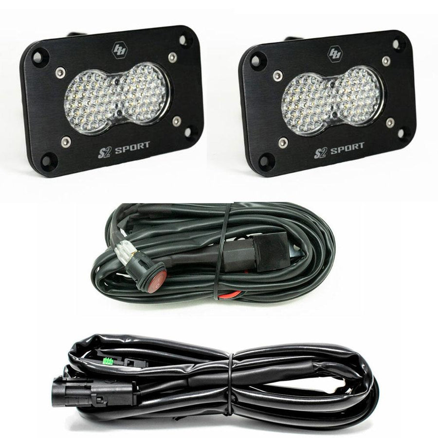 S2 Sport Black Flush Mount LED Light Pod Reverse Kit (Work/Scene; Clear)