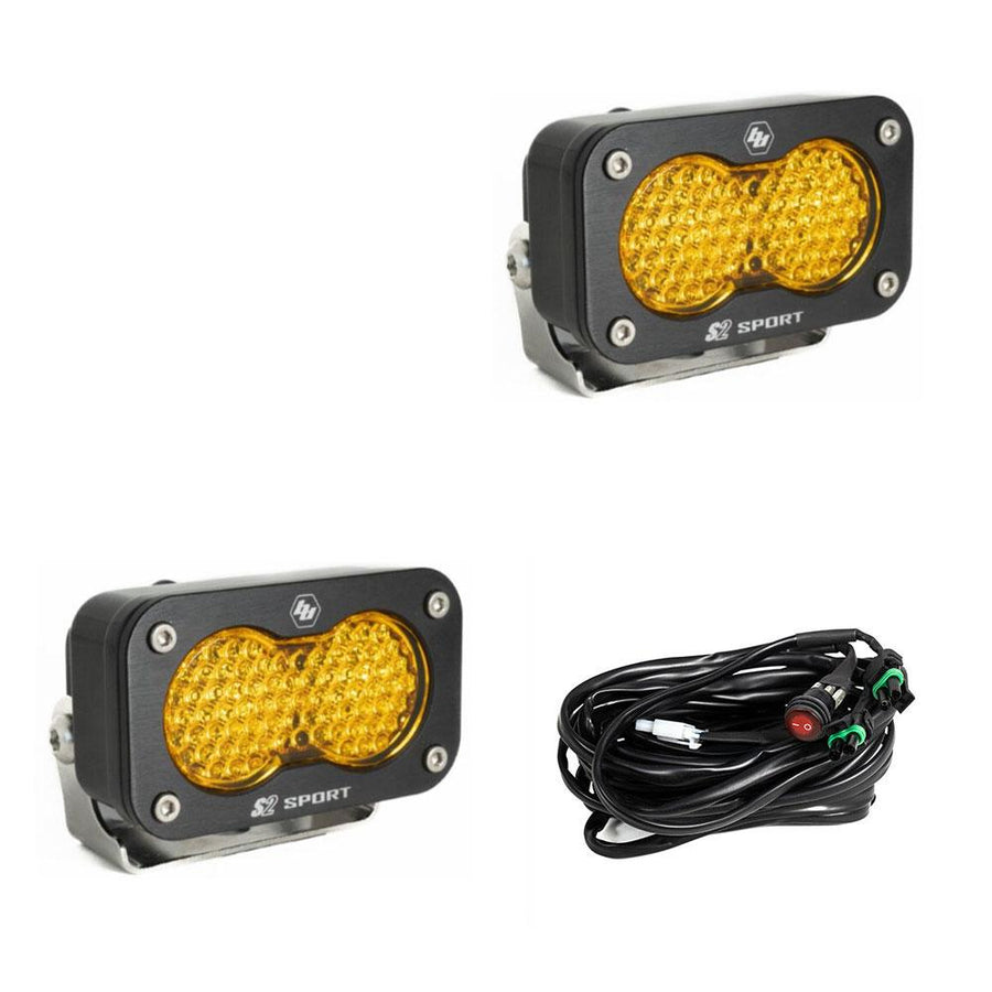 S2 Sport Black LED Light Pod Pair (Work/Scene; Baja Amber)