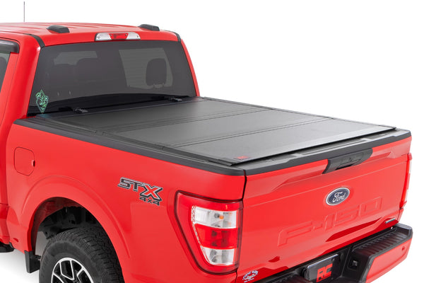 Rough Country - Hard Tri-Fold Flip Up Bed Cover - 5'7 In. Bed - Ford F-150 2WD/4WD (2015-2020)