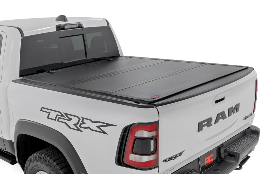 Rough Country - Hard Tri-Fold Flip Up Fold Bed Cover - 5'7 In. Bed - Ram 1500 (19-25)/1500 TRX (21-24)