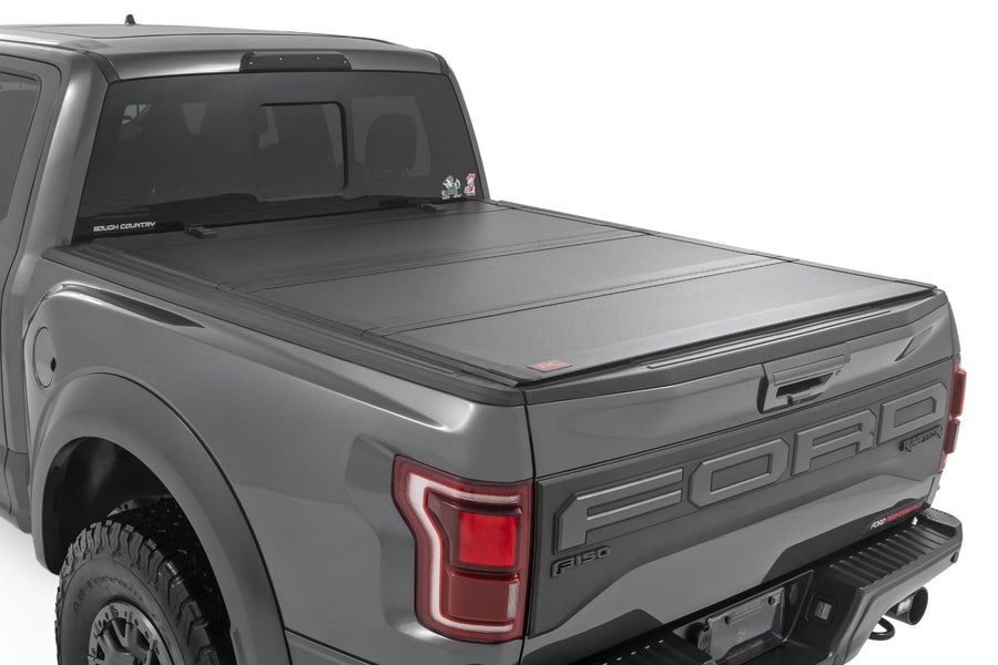 Rough Country - Hard Tri-Fold Flip Up Bed Cover - 6'7" Bed - Ford F-150 2WD/4WD (2021-2026) - 49225650