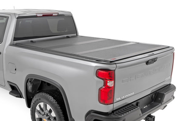 Rough Country - Hard Tri-Fold Flip Up Bed Cover - 6'9 In. Bed - Chevy/GMC Silverado/Sierra 2500HD/3500HD (20-25)