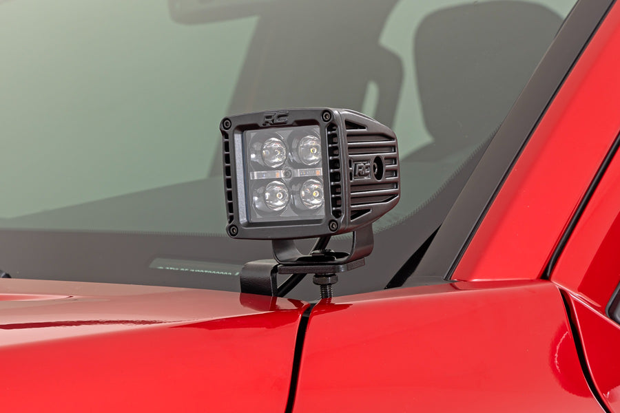 Rough Country - LED Light Kit - Ditch Mount - 2 In. Black Pair - Amber DRL - Toyota Tacoma (24-25)