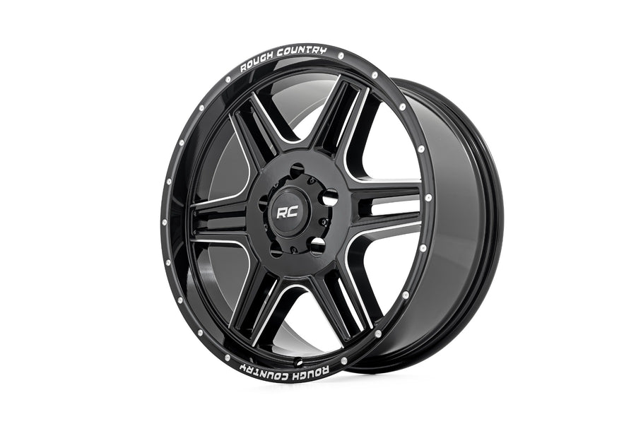 Rough Country - Rough Country 92 Series Wheel/Machined One-Piece/Gloss Black/20x9/5x5.5/+0mm