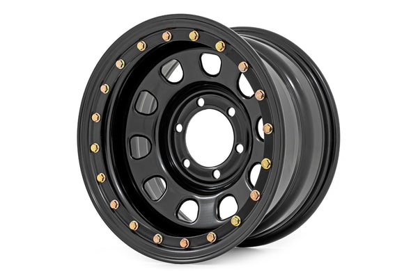 Rough Country - Steel Simulated Bead Lock Wheel/Black/15x10/5x4.5/3.30 Bore/-39