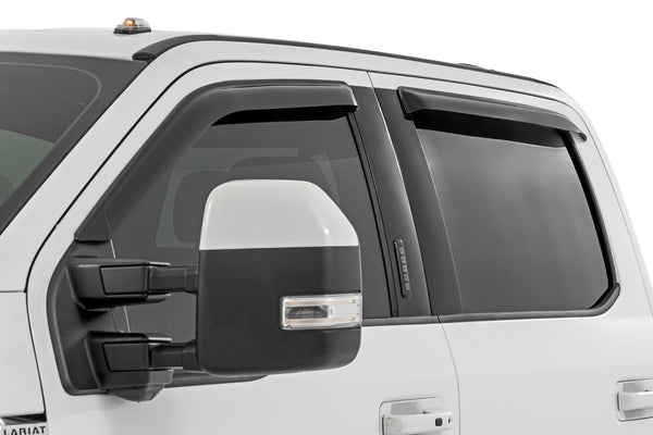 Rough Country - Side Window Deflectors - Tape On Rain Guard - Ford F-150 (17-24) F-250 (15-24)