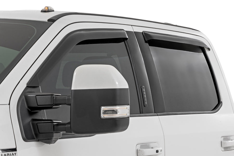 Rough Country - Side Window Deflectors - Tape On Rain Guard - Ford F-150 (17-24) F-250 (15-24)