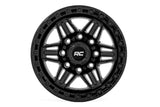 Rough Country - Rough Country 76 Series Wheel - Simulated Beadlock - Gloss Black - 17x9 / 5x5.5 / +0mm - 76170914