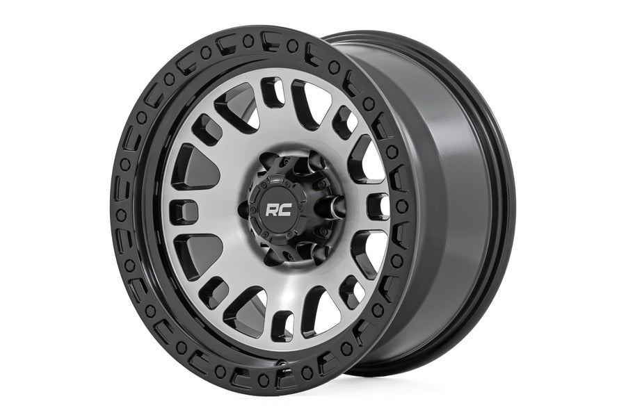 Rough Country - 82 Series Wheel / One-Piece / Machined Semi Gloss Black / 17x9 / 5x4.5 / -12mm - 82170913M
