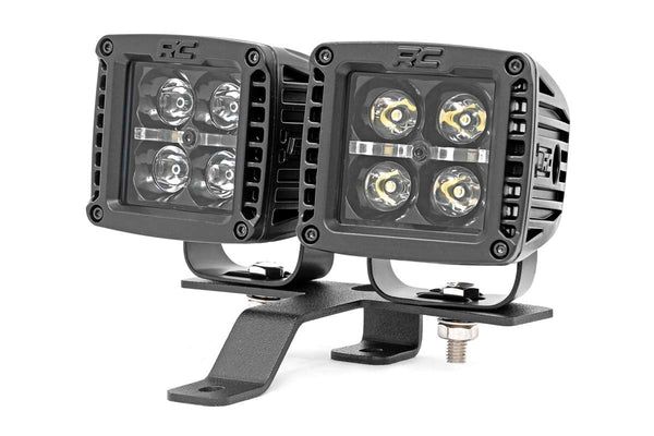 Rough Country - LED Light Kit - Quad - Cowl Mount - 2 In. Black - Amber DRL - Jeep Gladiator JT/Wrangler JL (18-25)