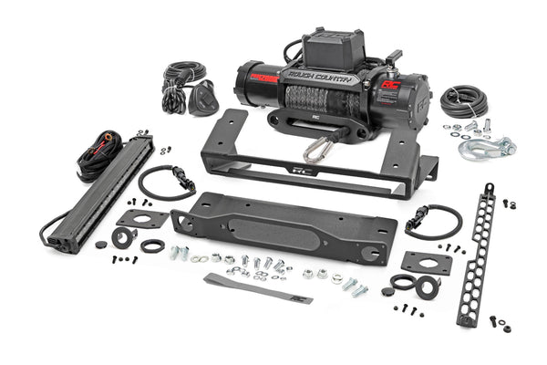 Rough Country - High Winch Mount - All Models - 12000S - 20 Inch Black Single Row LED - Ford Bronco (21-25)