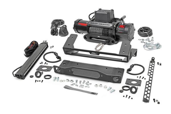 Rough Country - High Winch Mount - All Models - 9500S - 20 Inch Black Single Row LED - Ford Bronco (21-25)