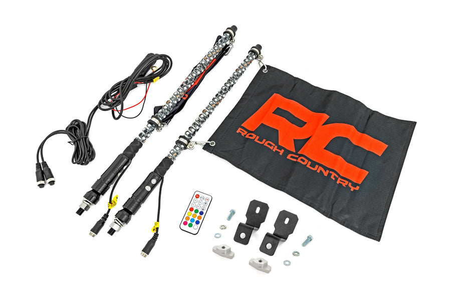 Rough Country - Whip Mount - 2' Multl-Color LED Whip Pair - Can-AM Defender/Segway