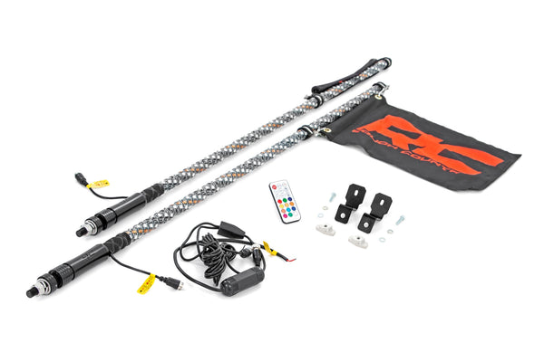 Rough Country - Whip Mount - 4' Multl-Color LED Whip Pair - Can-AM Defender/Segway