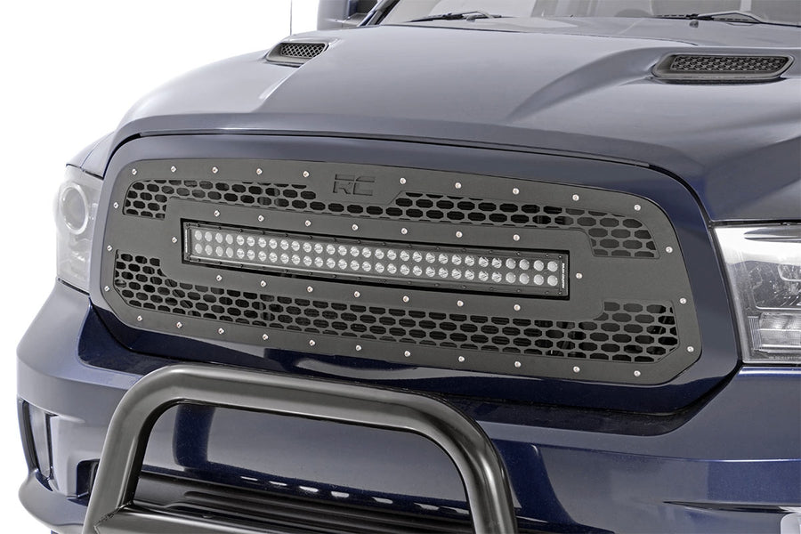 Rough Country - Mesh Grille - 30 In. Dual Row LED - Black - Ram 1500 2WD/4WD (2013-2018 & Classic)