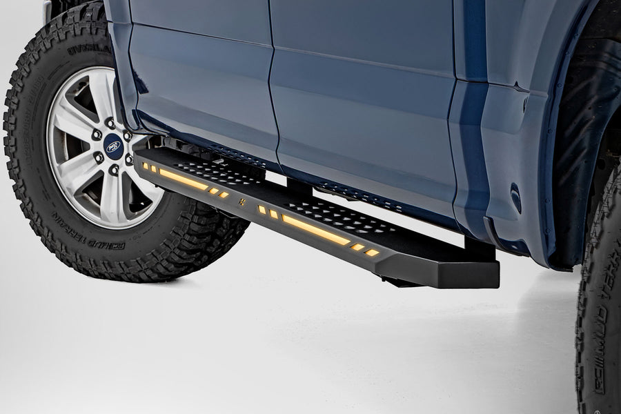 Rough Country - AC2 Running Boards - Amber/White - Crew Cab - Ford F-150/Lightning/F-250/F-350/Raptor (15-25)