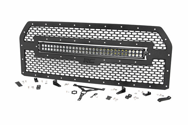 Rough Country - Mesh Grille - 30 In. Dual Row LED - Black - Amber DRL - Ford F-150 (15-17)
