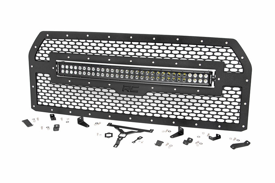 Rough Country - Mesh Grille - 30 In. Dual Row LED - Black Ser - Ford F-150 2WD/4WD (2015-2017)